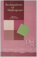 Tapa de Reclamations Of Shakespeare.(DQR Studies in Literature 15) (D Q R Studies in Literature)