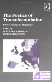 Tapa de POETICS OF TRANSUBSTANTIATION: FROM THEOLOGY TO METAPHOR; ED. BY DOUGLAS BURNHAM