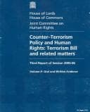 Tapa de Counter-terrorism policy and human Rights : Terrorism Bill and related matters, third report of session 2005-06, Vol. 2
