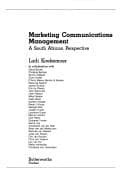 Tapa de Marketing Communications Management