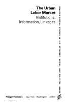 Tapa de Urban Labour Market (Praeger special studies in U.S. economic, social, and political issues)