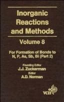 Tapa de Inorganic Reactions and Methods, The Formation of Bonds to N,P,As,Sb,Bi (Part 2) (Inorganic Reactions and Methods)
