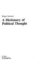 Tapa de A dictionary of political thought