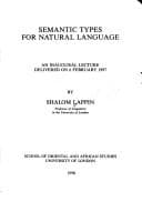 Tapa de Semantic Types for Natural Language