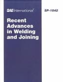 Tapa de Recent advances in welding and joining