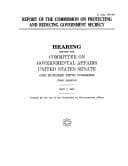 Tapa de Report of the Commission on Protecting and Reducing Government Secrecy