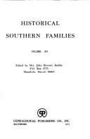 Tapa de Historical Southern Families