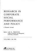 Tapa de Research in Corporate Social Performance and Policy
