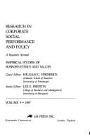 Tapa de Research in Corporate Social Performance and Policy, Vol 9 (Research in Corporate Social Performance and Policy)