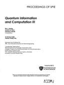 Tapa de Quantum Information and Computation III