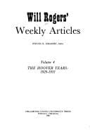 Tapa de Will Rogers' Weekly Articles          the Hoover Years 1929 1931