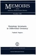 Tapa de Homotopy Invariants in Differential Geometry (Memoirs of the American Mathematical Society)