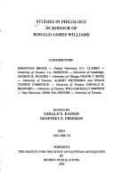 Tapa de Studies in Philology in Honour of Ronald James Williams