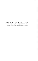Tapa de Das Kontinuum, und andere Monographien