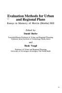 Tapa de Evaluation Methods for Urban and Regional Plans
