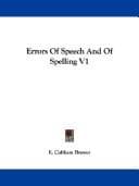Tapa de Errors Of Speech And Of Spelling V1