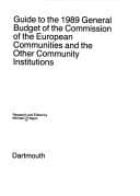 Tapa de Guide to the 1989 General Budget of the Commission of the European Communities and the Other Community Institutions