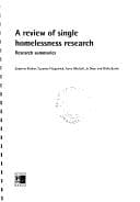 Tapa de Review of Single Homelessness Research