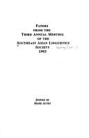 Tapa de Papers from the Third Annual Meeting of the Southeast Asian Linguistics Society 1993 (SEALS III)