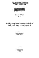 Tapa de International Role of the Dollar and Trade Balance Adjustment