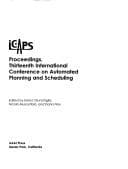Tapa de Icaps Proceedings, Thirteenth International Conference on Automated Planning, and Scheduling