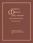 Tapa de Studies in medieval legal thought