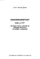 Tapa de Uqausigusiqtaat an Analytical Lexicon of Modern Inuktitut in Quebec-Labrador