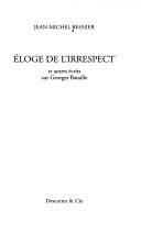 Tapa de Eloge de l'irrespect et autres écrits sur Georges Bataille