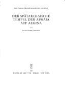 Tapa de Der Spaetarchaische Tempel Der Aphaia Auf Aegina (Denkmhaler Antiker Architektur)