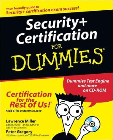 Tapa de Security+ certification for dummies