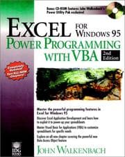 Tapa de Excel for Windows 95 power programming with VBA