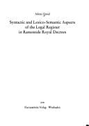 Tapa de Syntactic and lexico-semantic aspects of the legal register in Ramesside royal decrees