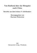 Tapa de Von Rußland über die Mongolei nach China. Berichte aus dem frühen 19. Jahrhundert