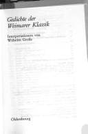 Tapa de Gedichte der Weimarer Klassik