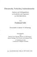 Tapa de Deutsche, Tschechen, Sudetendeutsche: Analysen und Stellungnahmen zu Geschichte und Gegenwart aus f unf Jahrzehnten. Festschrift zu seinem 75. Geburtstag