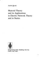 Tapa de Matroid Theory and Its Applications in Electric Network Theory and Statics (Algorithms and Combinatorics)