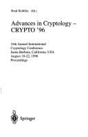 Tapa de Advances in Cryptology-Crypto '96: 16th Annual International Cryptology Conference Santa Barbara, California, USA August 18-22, 1996
