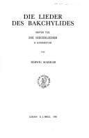 Tapa de Die Lieder des Bakchylides