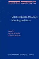 Tapa de On information structure, meaning and form