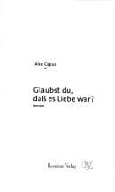 Tapa de Glaubst du, daß es Liebe war?