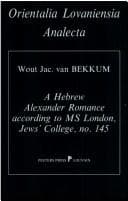 Tapa de A Hebrew Alexander Romance According to Ms. London, Jews College, N0 145.