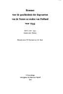 Tapa de Bronnen voor de geschiedenis der dagvaarten van de staten en de steden van Holland voor 1544