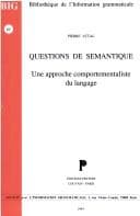 Tapa de Questions de Simantique. Une Approche Comportementaliste Du Langage (Bibliotheque de L'Information Grammaticale)