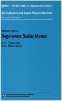 Tapa de Degenerate Stellar Matter (Astrophysics & Space Physics Reviews Vol. 7)