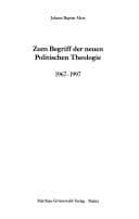 Tapa de Zum Begriff der neuen Politischen Theologie. 1967-1997