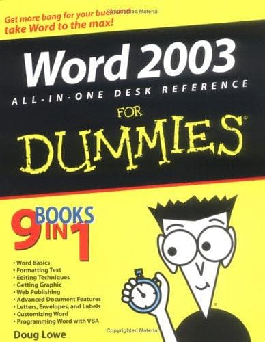 Tapa de Word 2003 all-in-one desk reference for dummies