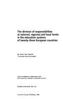 Tapa de The Division of Responsibilities at National, Regional and Local Levels in the Education Systems of Twenty-Three European Countries