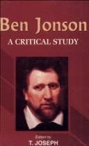 Tapa de Ben Jonson ; A Critical Study