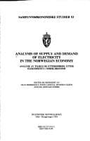 Tapa de Analysis of Supply and Demand of Electricity in the Norway Economy