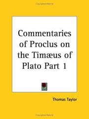 Tapa de Commentaries of Proclus on the Timæus of Plato, Part 1